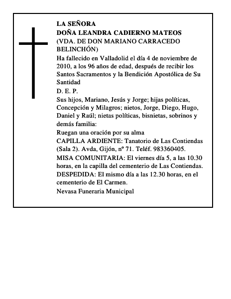 Doña Leandra Cadierno Mateos