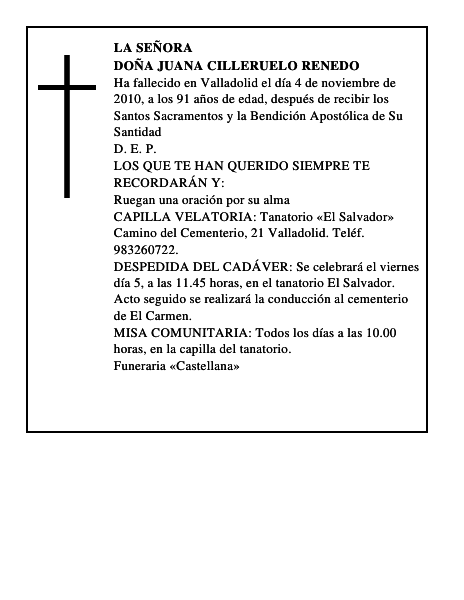 Doña Juana Cilleruelo Renedo