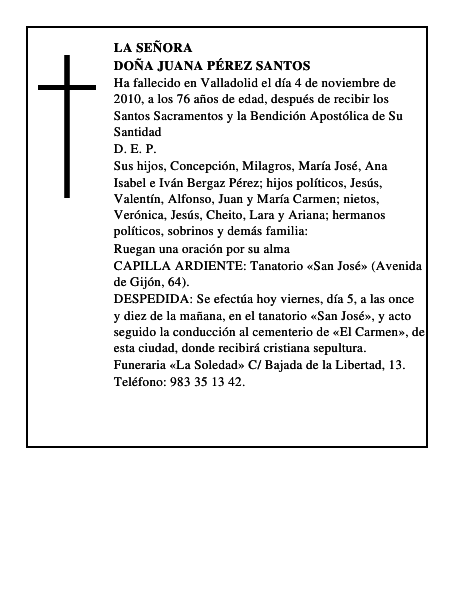 Doña Juana Pérez Santos