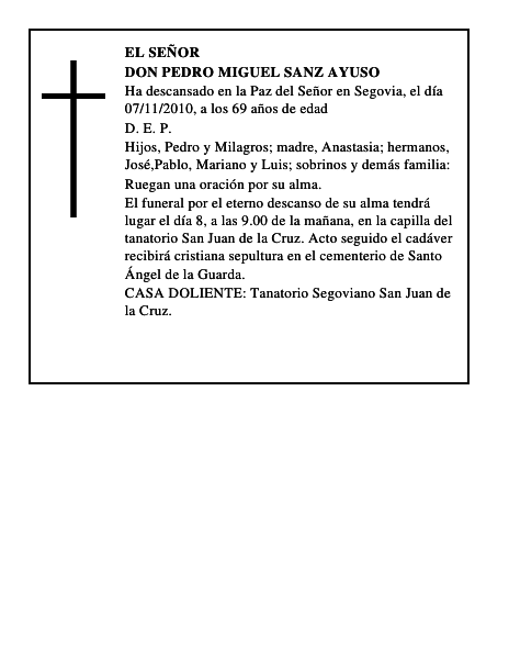 Don Pedro Miguel Sanz Ayuso