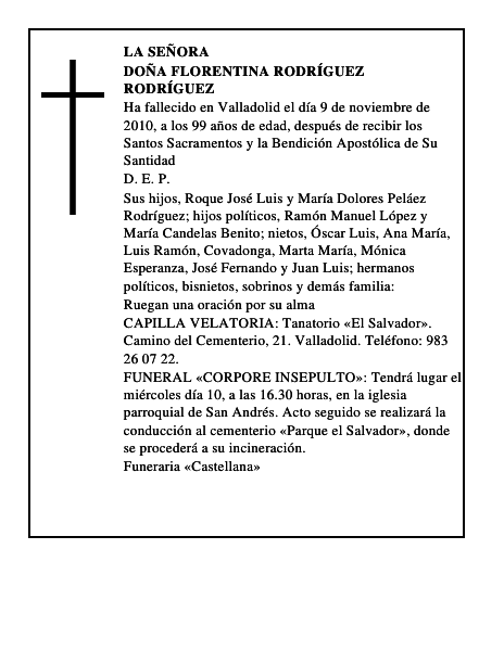 Doña Florentina Rodríguez Rodríguez