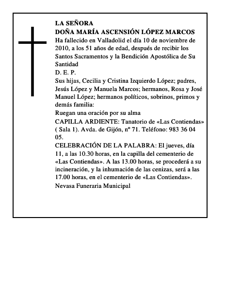 Doña María Ascensión López Marcos