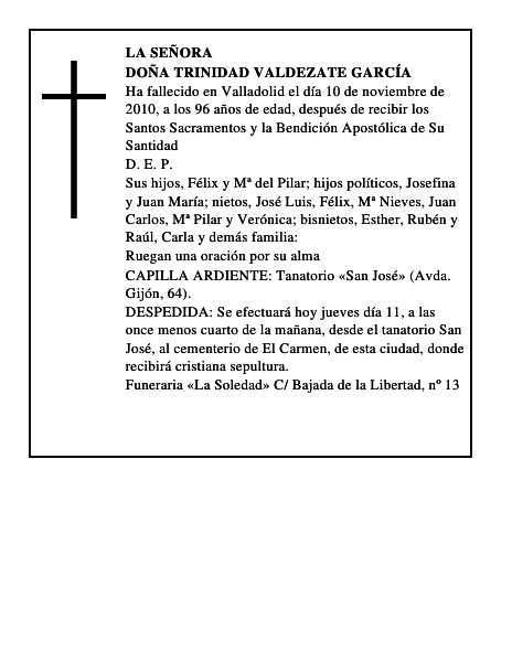 Doña Trinidad Valdezate García