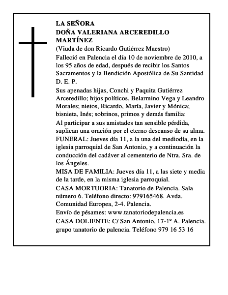 Doña Valeriana Arceredillo Martínez