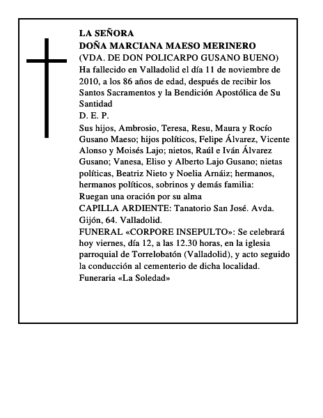 Doña Marciana Maeso Merinero