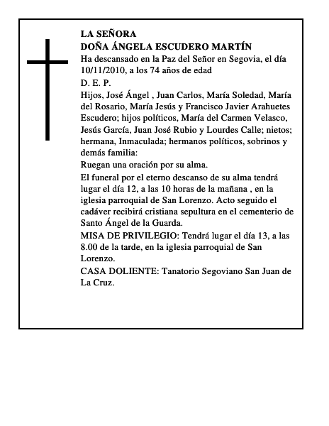 Doña Ángela Escudero Martín