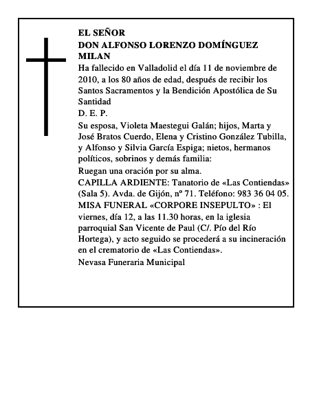 Don Alfonso Lorenzo Domínguez Milan