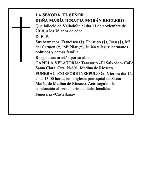 Doña María Ignacia Morán Reglero