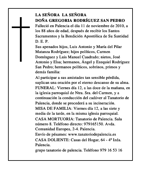 Doña Gregoria Rodríguez San Pedro
