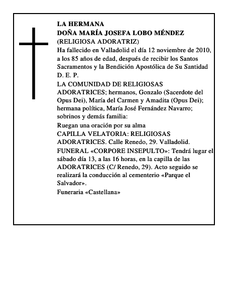 Doña María Josefa Lobo Méndez