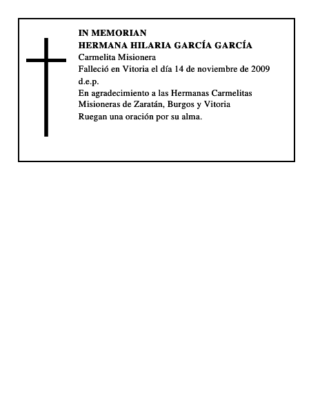 Hermana Hilaria García García