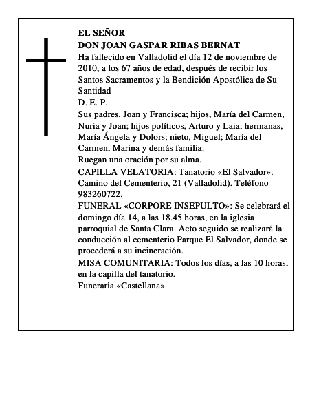 DON JOAN GASPAR RIBAS BERNAT