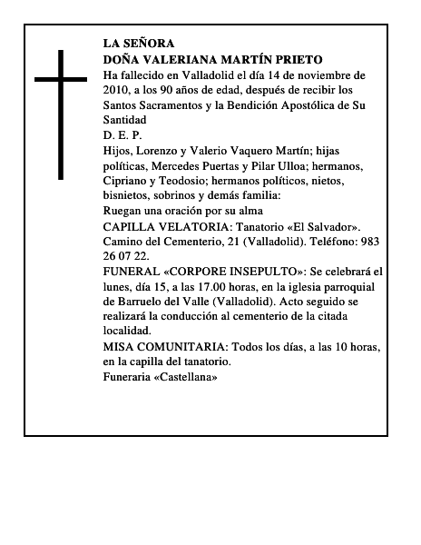 Doña Valeriana Martín Prieto
