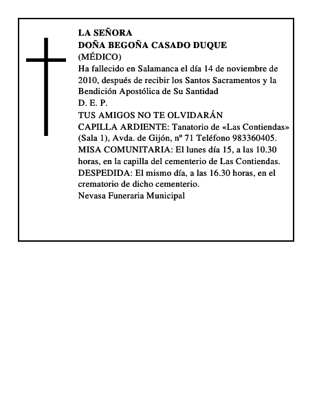 Doña Begoña Casado Duque