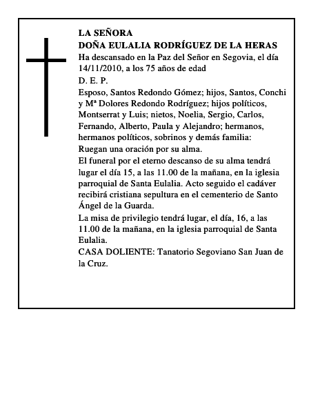 Doña Eulalia Rodríguez de la Heras