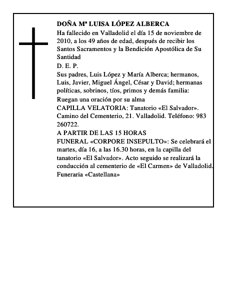 Doña Mª Luisa López Alberca