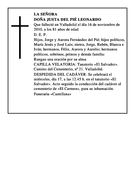 Doña Justa del Pié Leonardo