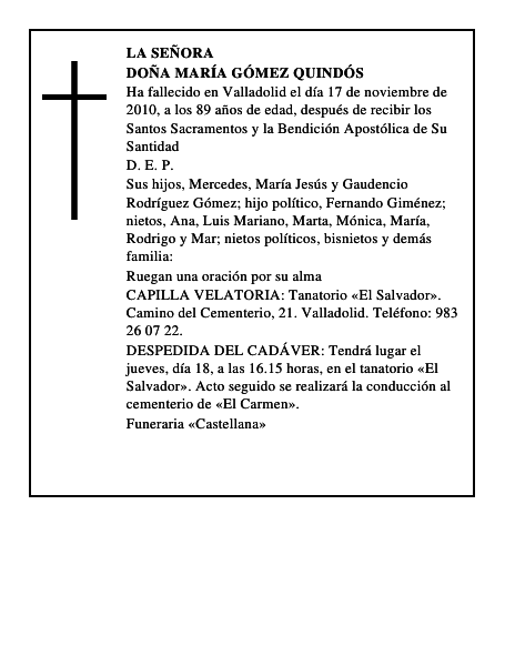 Doña María Gómez Quindós