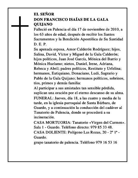 Don Francisco Isaías de la Gala Quijano