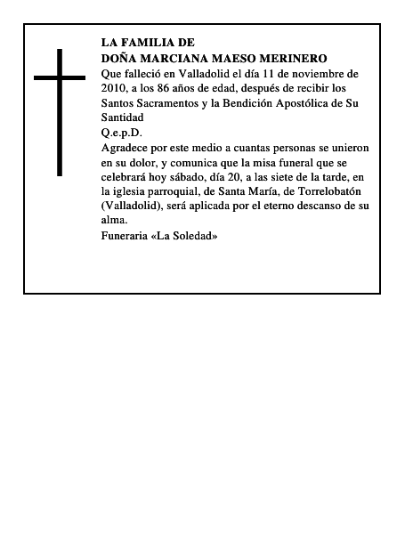 Doña Marciana Maeso Merinero