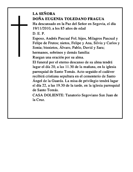 Doña Eugenia Toledano Fragua