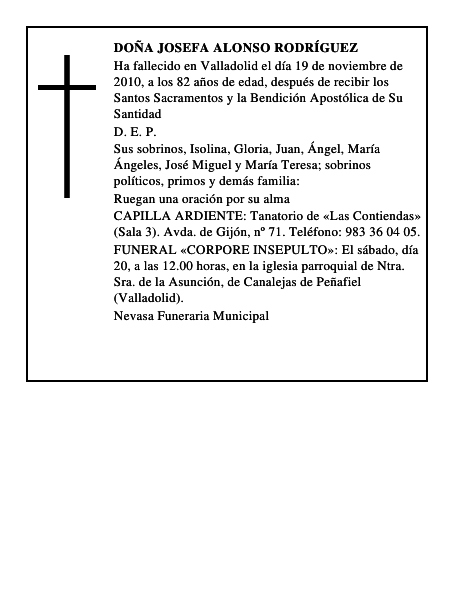 Doña Josefa Alonso Rodríguez