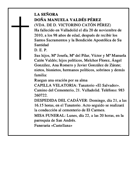 Doña Manuela Valdés Pérez