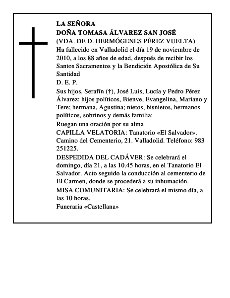 Doña Tomasa Álvarez San José