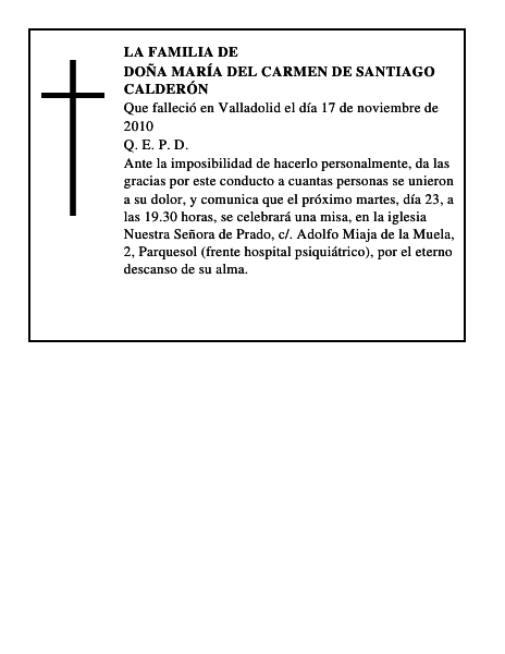 Doña María del Carmen de Santiago Calderón