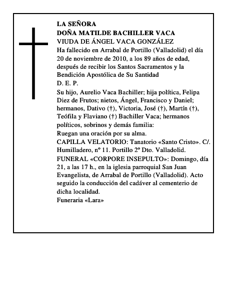 Doña Matilde Bachiller Vaca