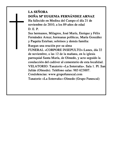 Doña Mª Eugenia Fernández Arnaz