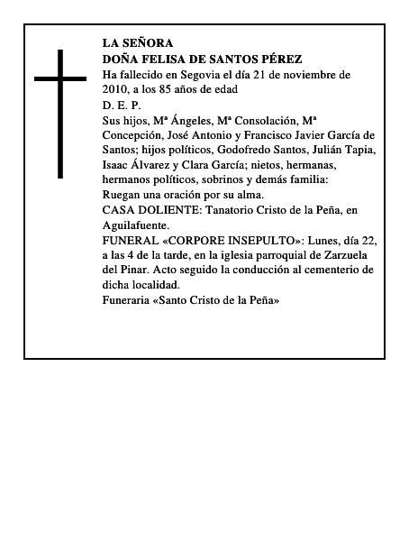 Doña Felisa de Santos Pérez