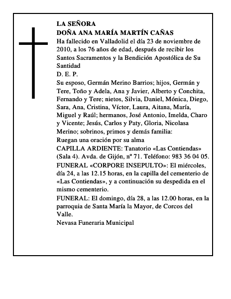 Doña Ana María Martín Cañas