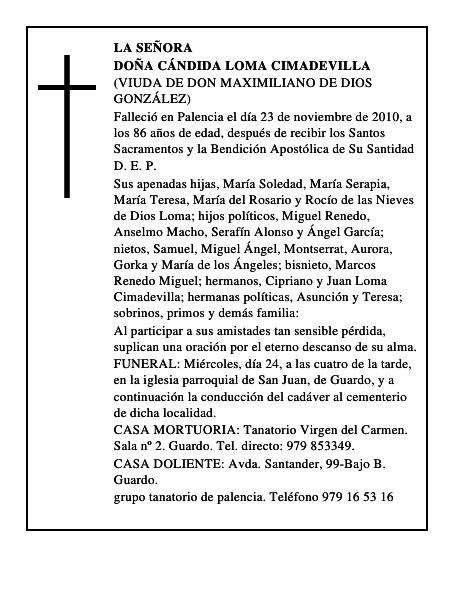 Doña Cándida Loma Cimadevilla