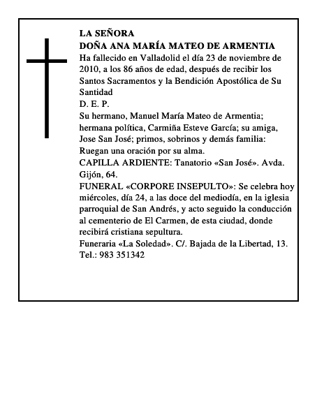 Doña Ana María Mateo de Armentia