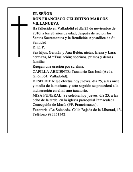 Don Francisco Celestino Marcos Villanueva
