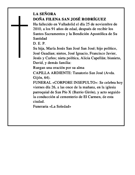 Doña Filena San José Rodríguez