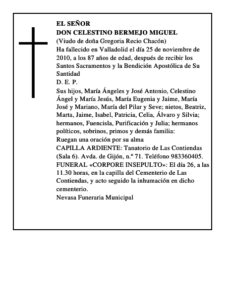 Don Celestino Bermejo Miguel