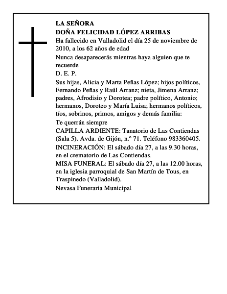Doña Felicidad López Arribas