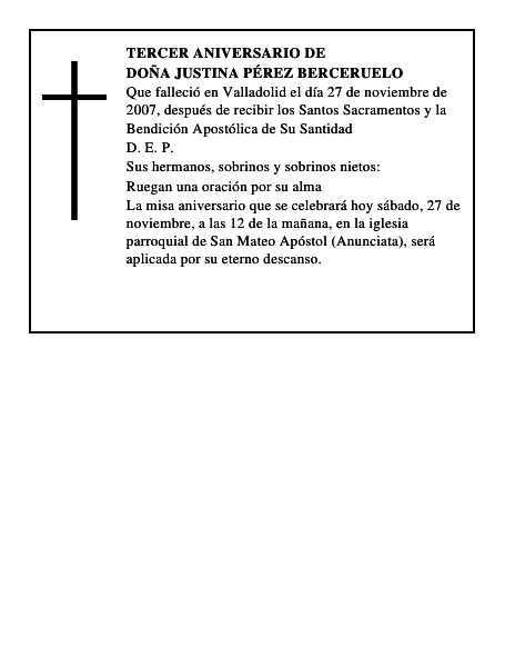 Doña Justina Pérez Berceruelo