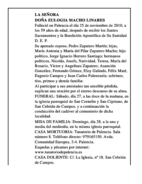 Doña Eulogia Macho Linares