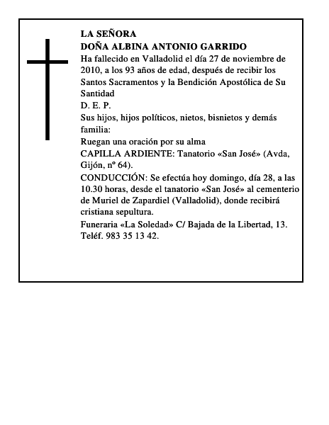 Doña Albina Antonio Garrido