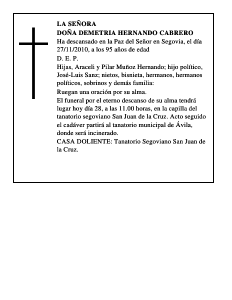 Doña Demetria Hernando Cabrero