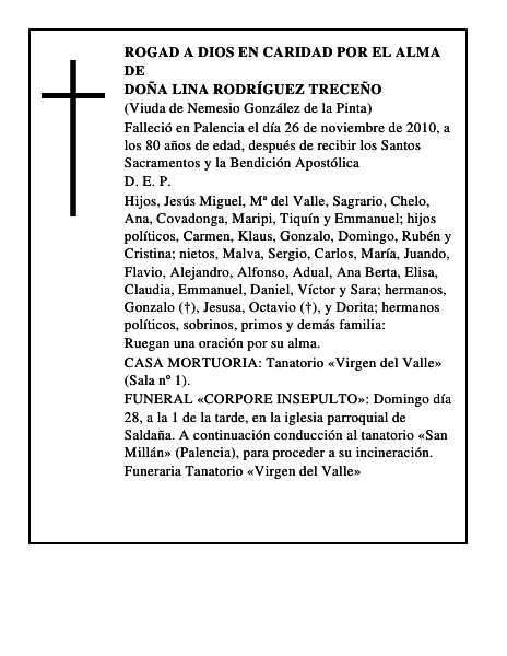 Doña Lina Rodríguez Treceño