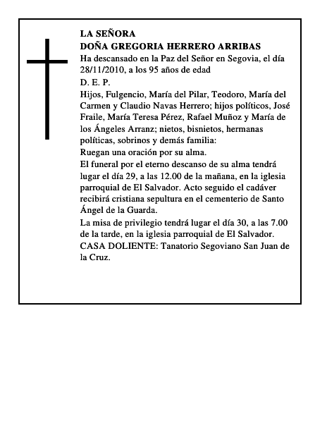 Doña Gregoria Herrero Arribas