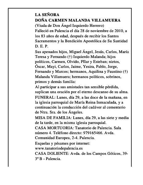 Doña Carmen Malanda Villamuera