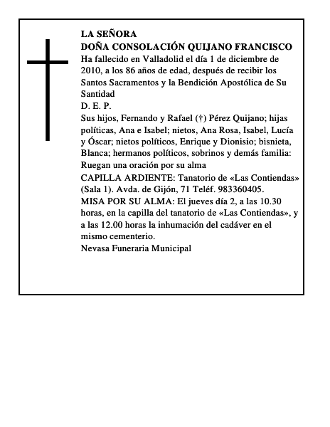 Doña Consolación Quijano Francisco