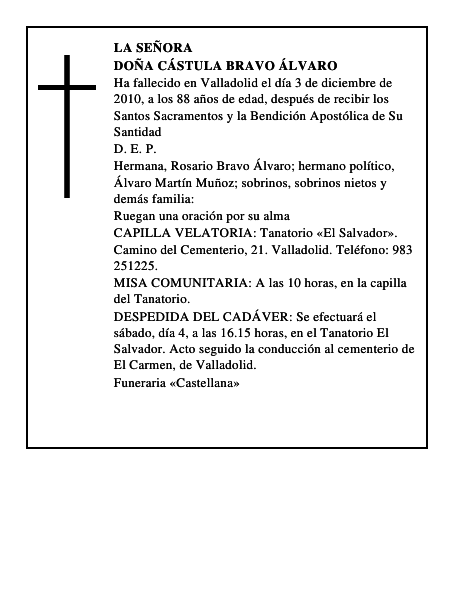 Doña Cástula Bravo Álvaro