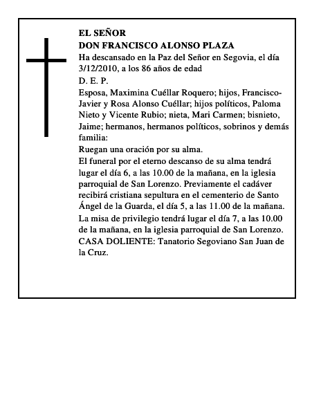 Don Francisco Alonso Plaza