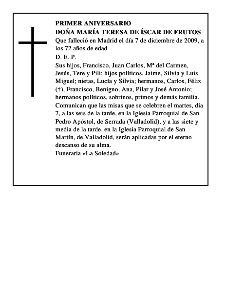 Doña María Teresa de Íscar de Frutos